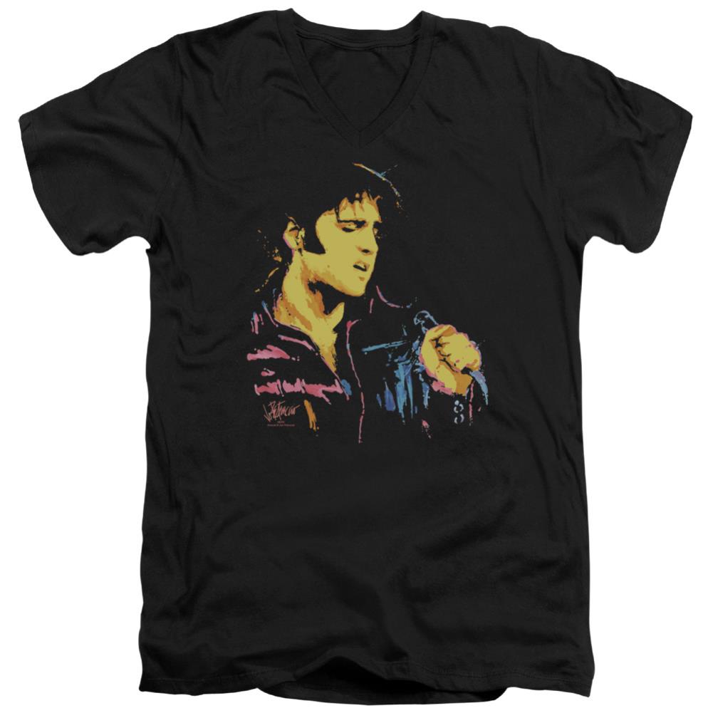Elvis Presley Neon Elvis Men's 30/1 Cotton Slim V-Neck T-Shirt