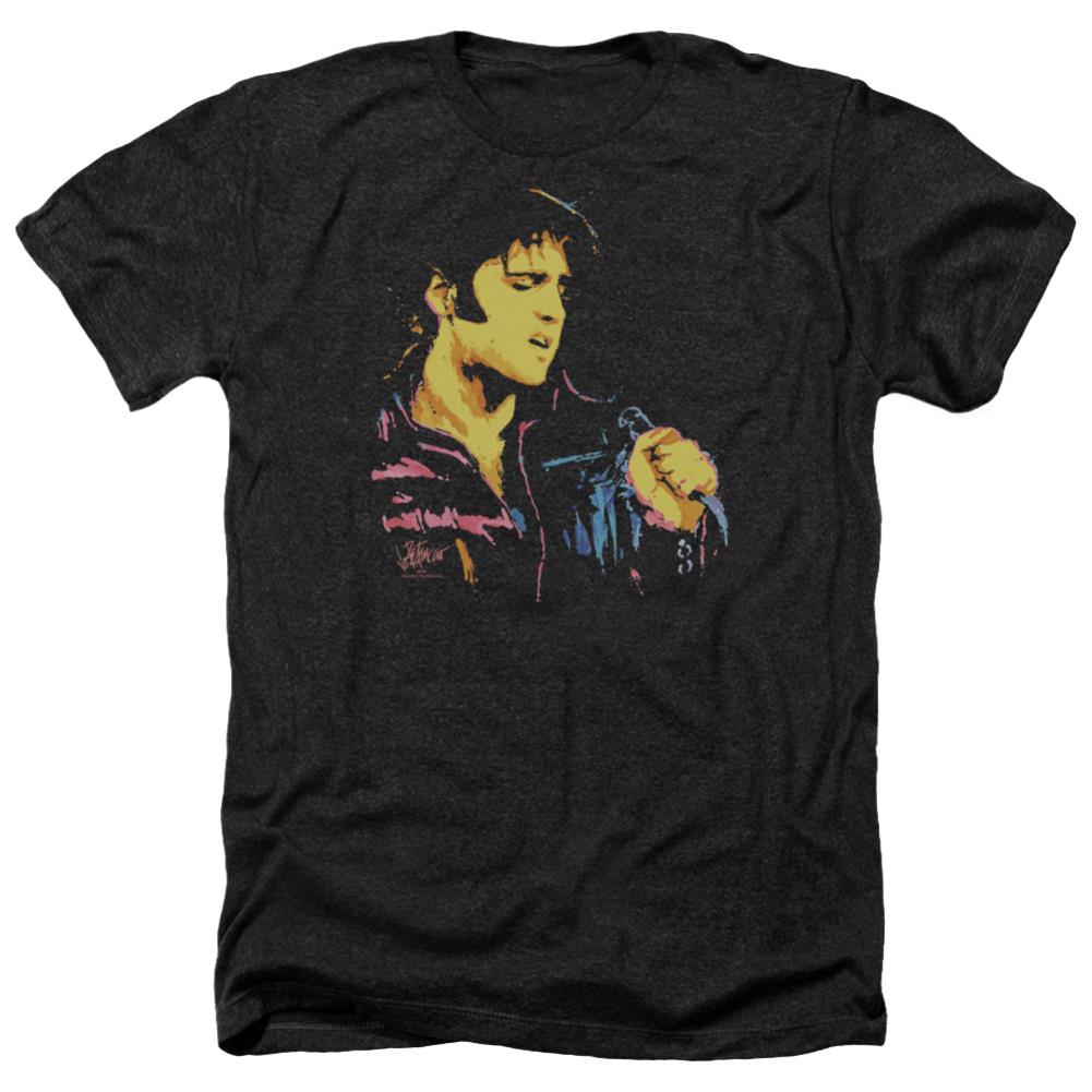 Elvis Presley Neon Elvis Men's 30/1 Heather 60 40 Poly Short-Sleeve T-Shirt