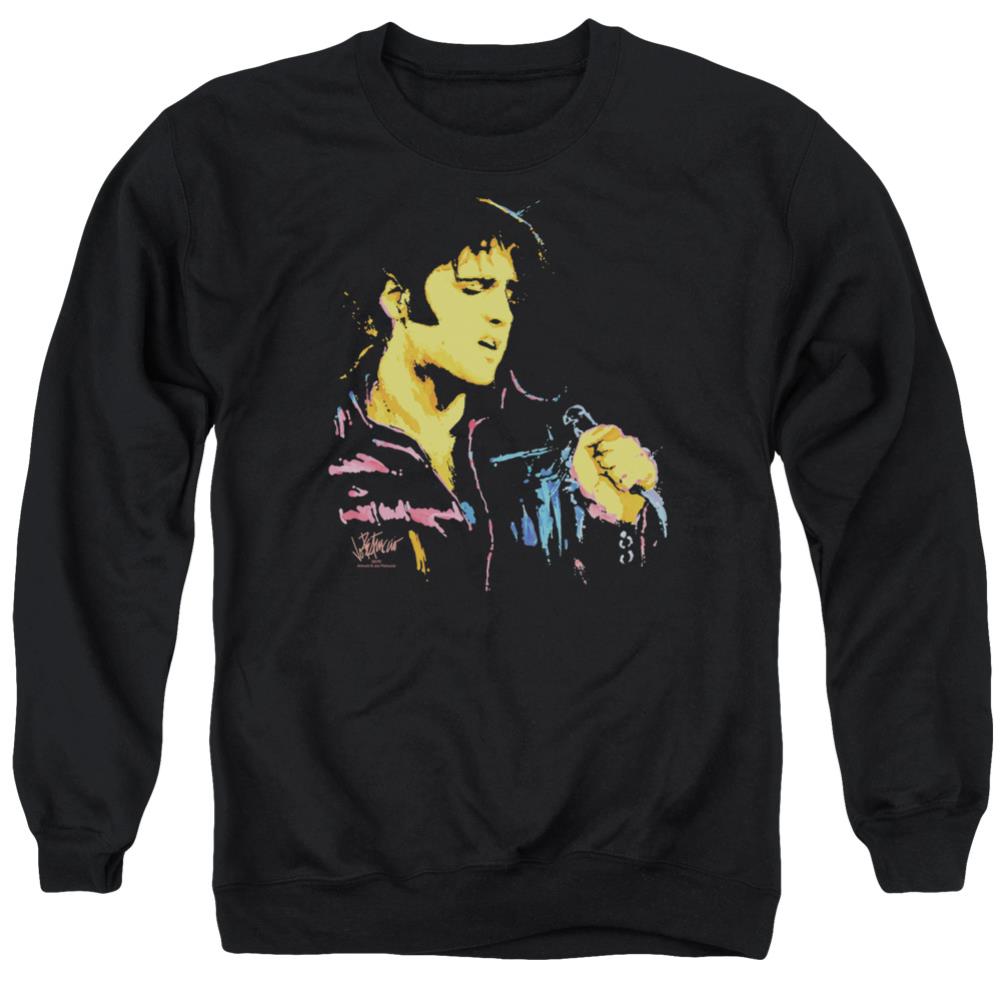 Elvis Presley Neon Elvis Men's Crewneck 50 50 Poly Long-Sleeve T-Shirt