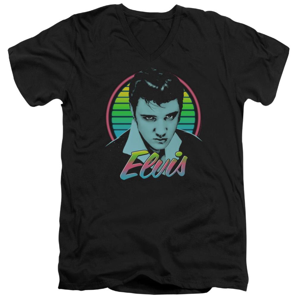 Elvis Presley Neon King Men's 30/1 Cotton Slim V-Neck T-Shirt