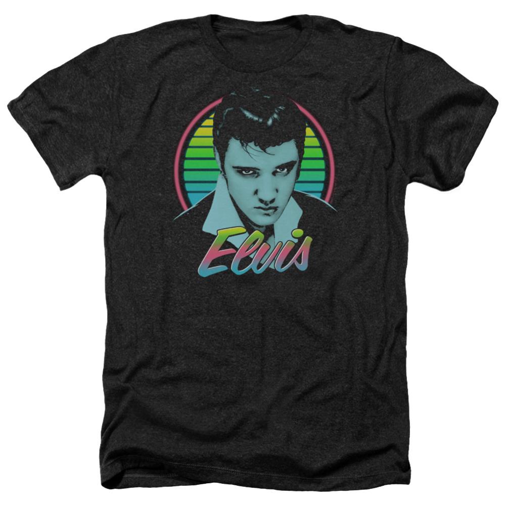 Elvis Presley Neon King Men's 30/1 Heather 60 40 Poly Short-Sleeve T-Shirt