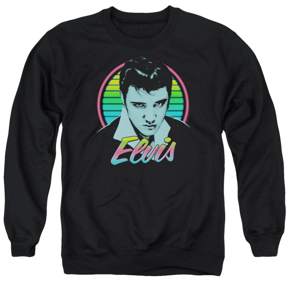 Elvis Presley Neon King Men's Crewneck 50 50 Poly Long-Sleeve T-Shirt