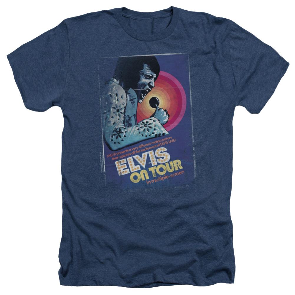 Elvis Presley On Tour Poster Men's 30/1 Heather 60 40 Poly Short-Sleeve T-Shirt