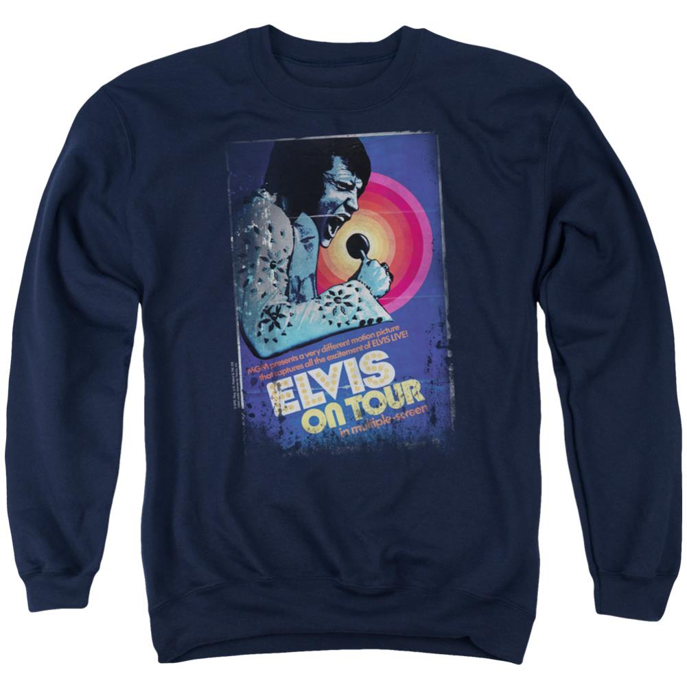 Elvis Presley On Tour Poster Men's Crewneck 50 50 Poly Long-Sleeve T-Shirt