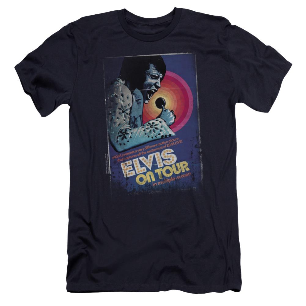 Elvis Presley On Tour Poster Men's Ultra-Soft 30/1 Cotton Slim Short-Sleeve T-Shirt