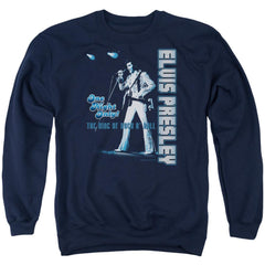 Elvis Presley One Night Only Men's Crewneck 50 50 Poly Long-Sleeve T-Shirt
