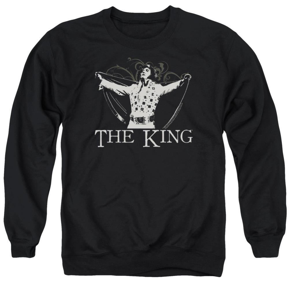Elvis Presley Ornate King Men's Crewneck 50 50 Poly Long-Sleeve T-Shirt