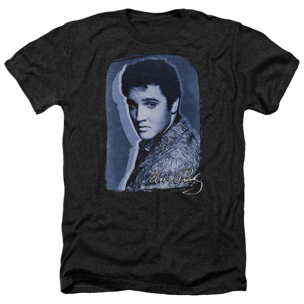 Elvis Presley Overlay Men's 30/1 Heather 60 40 Poly Short-Sleeve T-Shirt