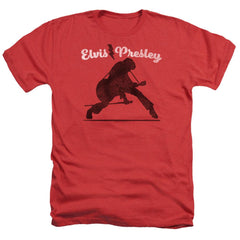 Elvis Presley Overprint Men's 30/1 Heather 60 40 Poly Short-Sleeve T-Shirt