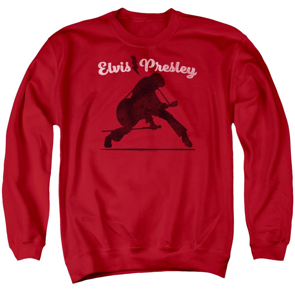 Elvis Presley Overprint Men's Crewneck 50 50 Poly Long-Sleeve T-Shirt