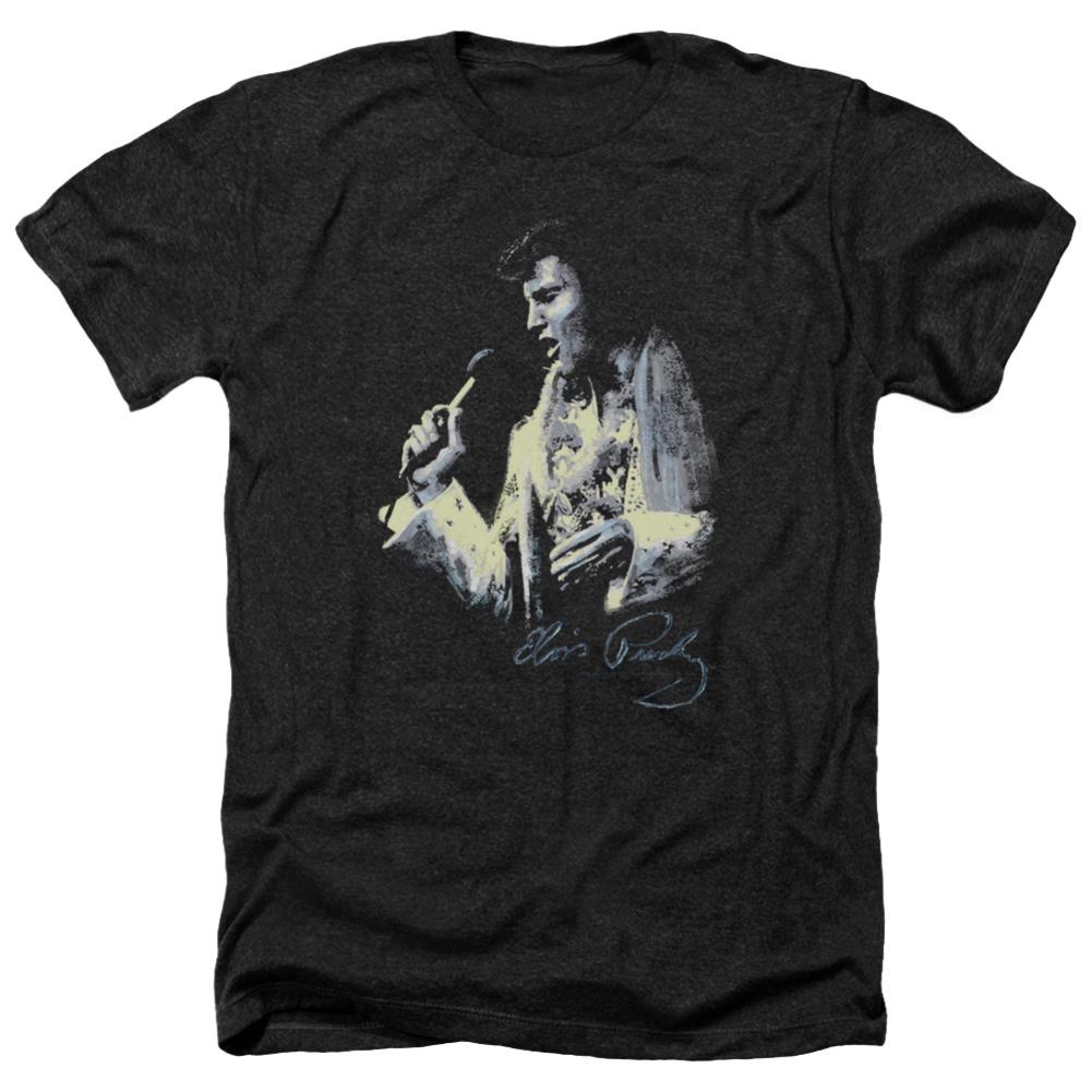 Elvis Presley Painted King Men's 30/1 Heather 60 40 Poly Short-Sleeve T-Shirt
