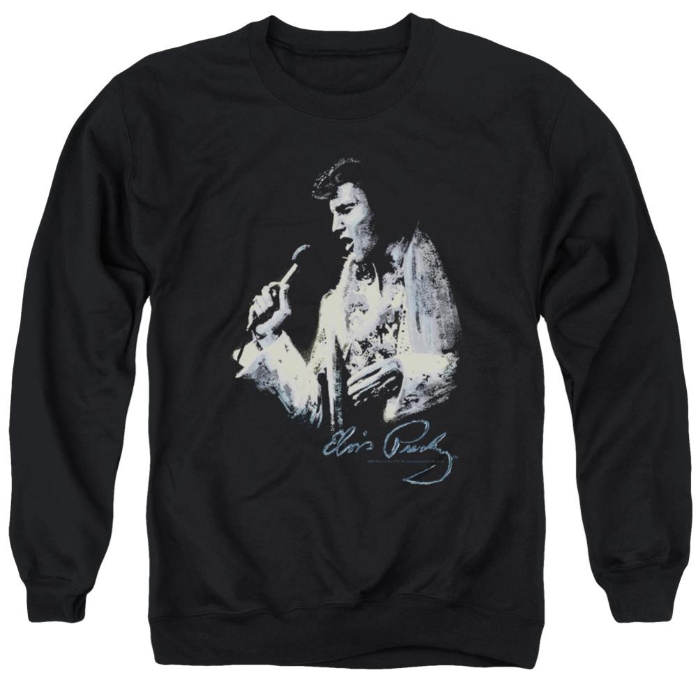 Elvis Presley Painted King Men's Crewneck 50 50 Poly Long-Sleeve T-Shirt