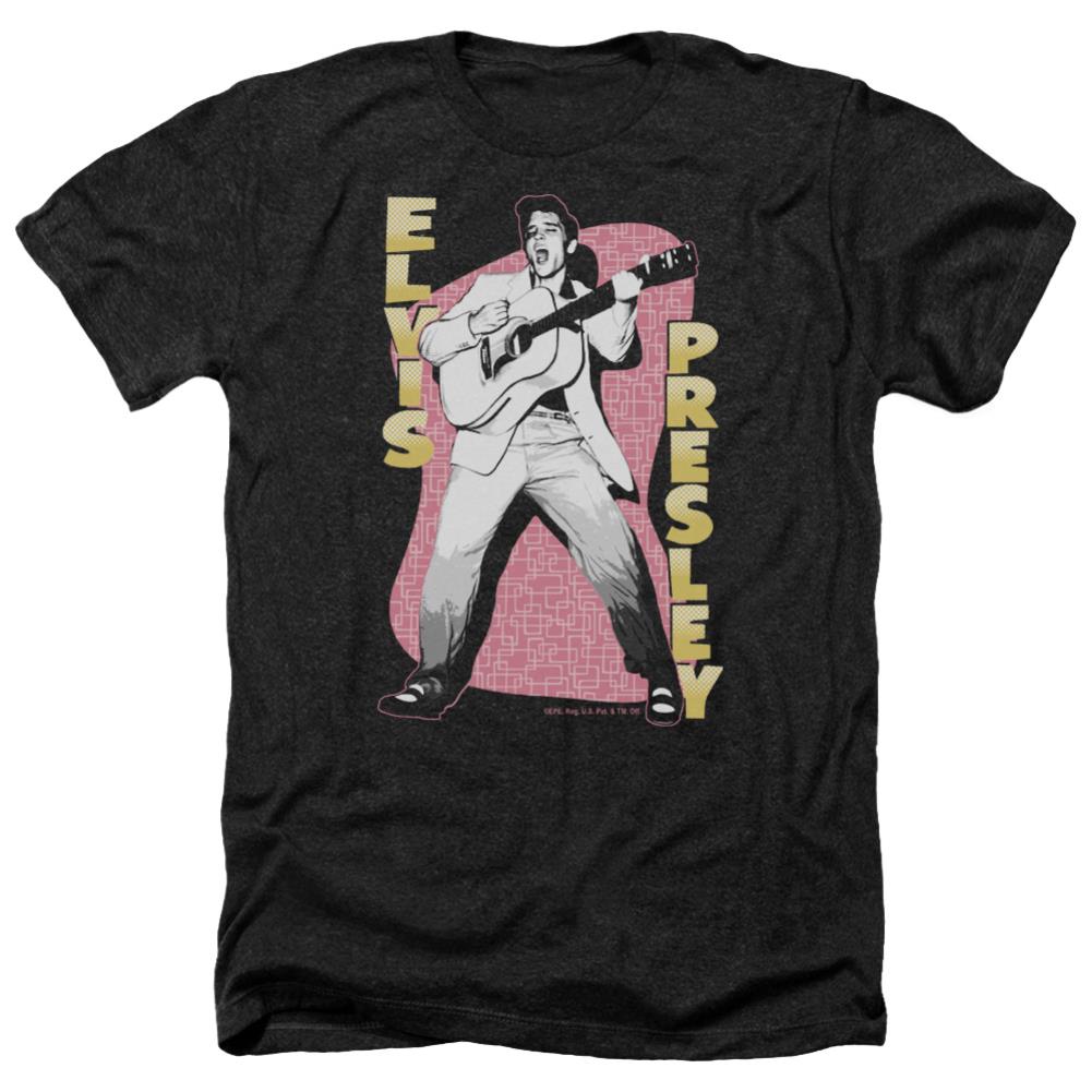 Elvis Presley Pink Rock Men's 30/1 Heather 60 40 Poly Short-Sleeve T-Shirt
