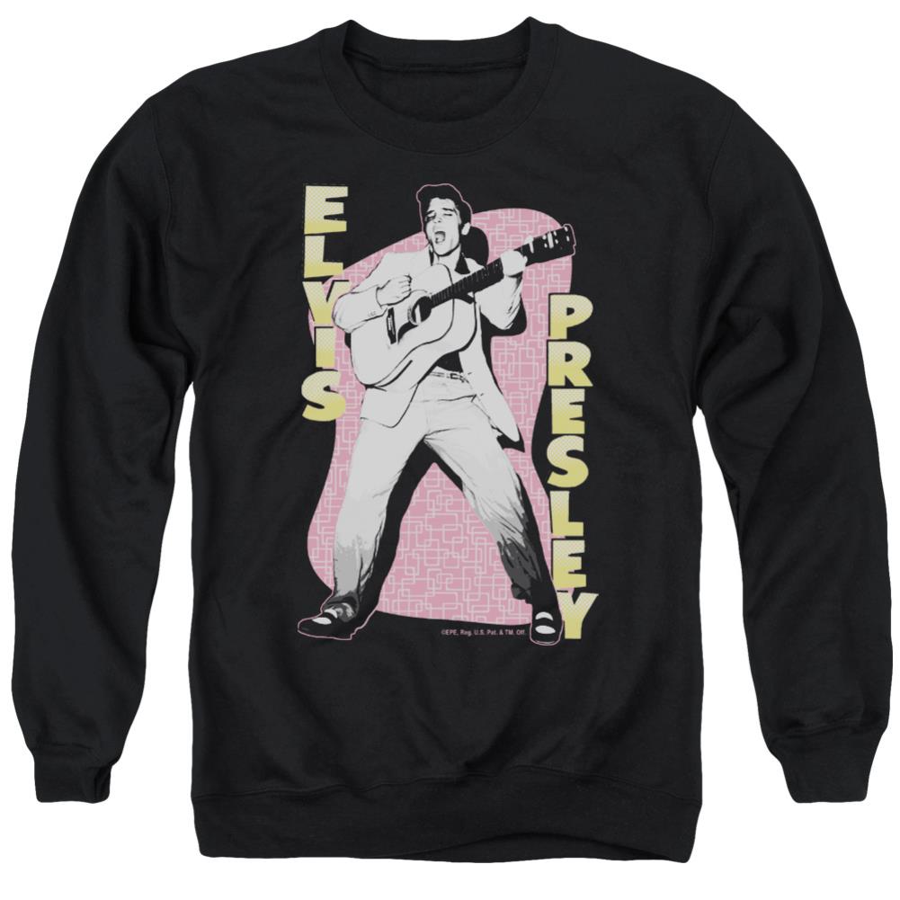 Elvis Presley Pink Rock Men's Crewneck 50 50 Poly Long-Sleeve T-Shirt