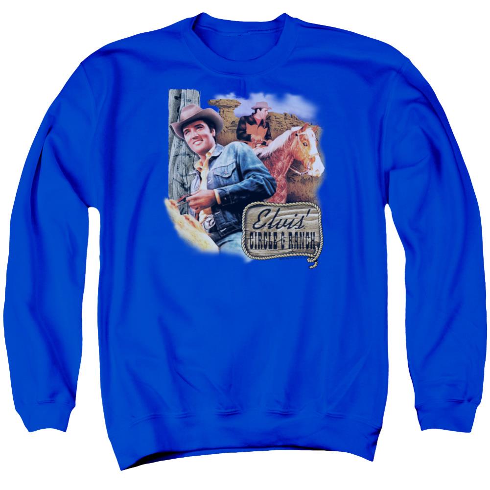 Elvis Presley Ranch Men's Crewneck 50 50 Poly Long-Sleeve T-Shirt