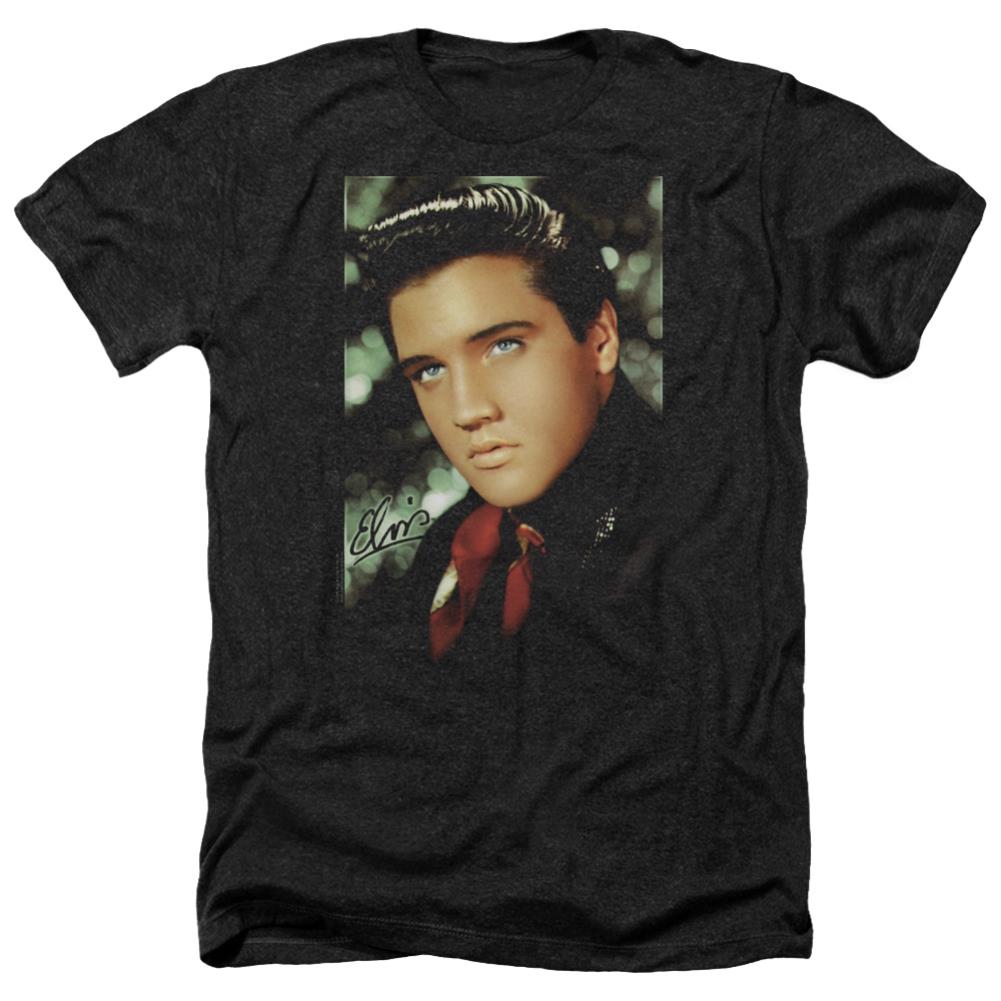 Elvis Presley Red Scarf Men's 30/1 Heather 60 40 Poly Short-Sleeve T-Shirt