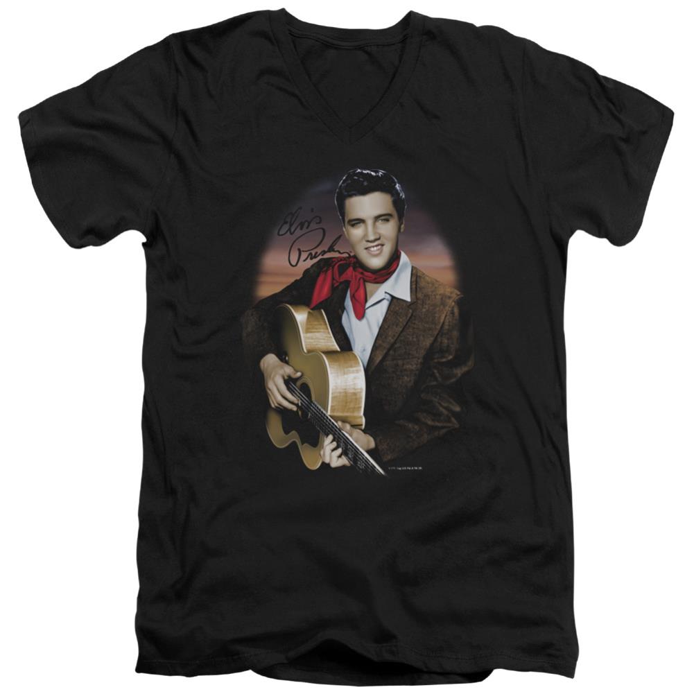 Elvis Presley Red Scarf #2 Men's 30/1 Cotton Slim V-Neck T-Shirt