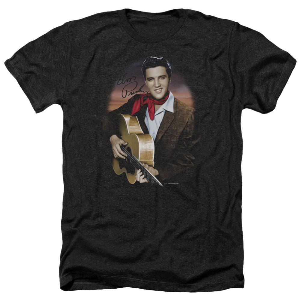 Elvis Presley Red Scarf #2 Men's 30/1 Heather 60 40 Poly Short-Sleeve T-Shirt