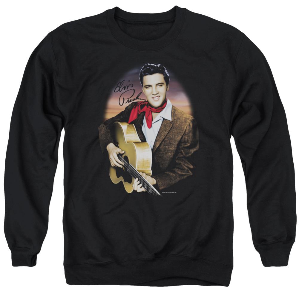 Elvis Presley Red Scarf #2 Men's Crewneck 50 50 Poly Long-Sleeve T-Shirt