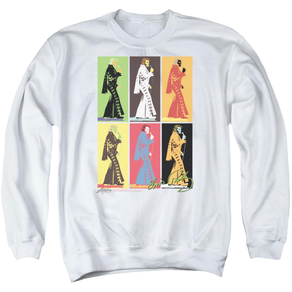 Elvis Presley Retro Boxes Men's Crewneck 50 50 Poly Long-Sleeve T-Shirt