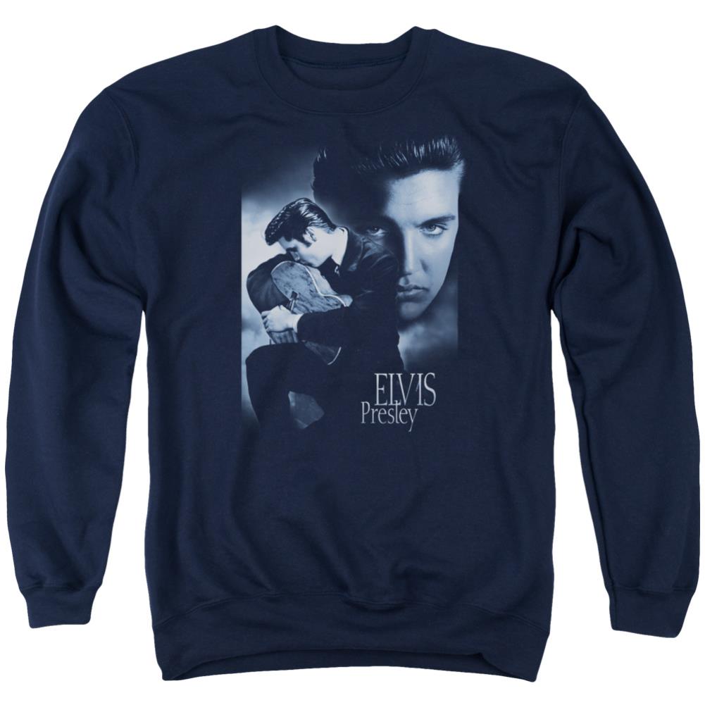Elvis Presley Reverent Men's Crewneck 50 50 Poly Long-Sleeve T-Shirt