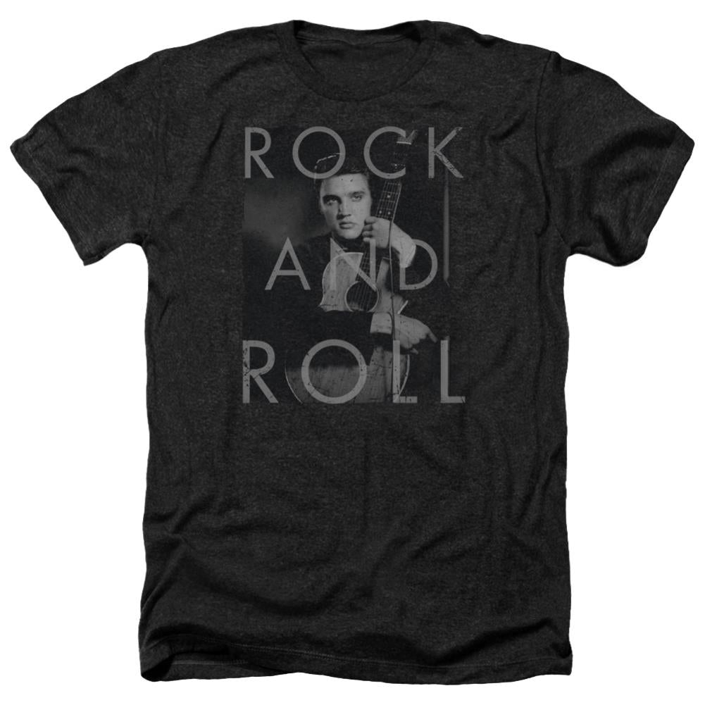 Elvis Presley Rock And Roll Men's 30/1 Heather 60 40 Poly Short-Sleeve T-Shirt