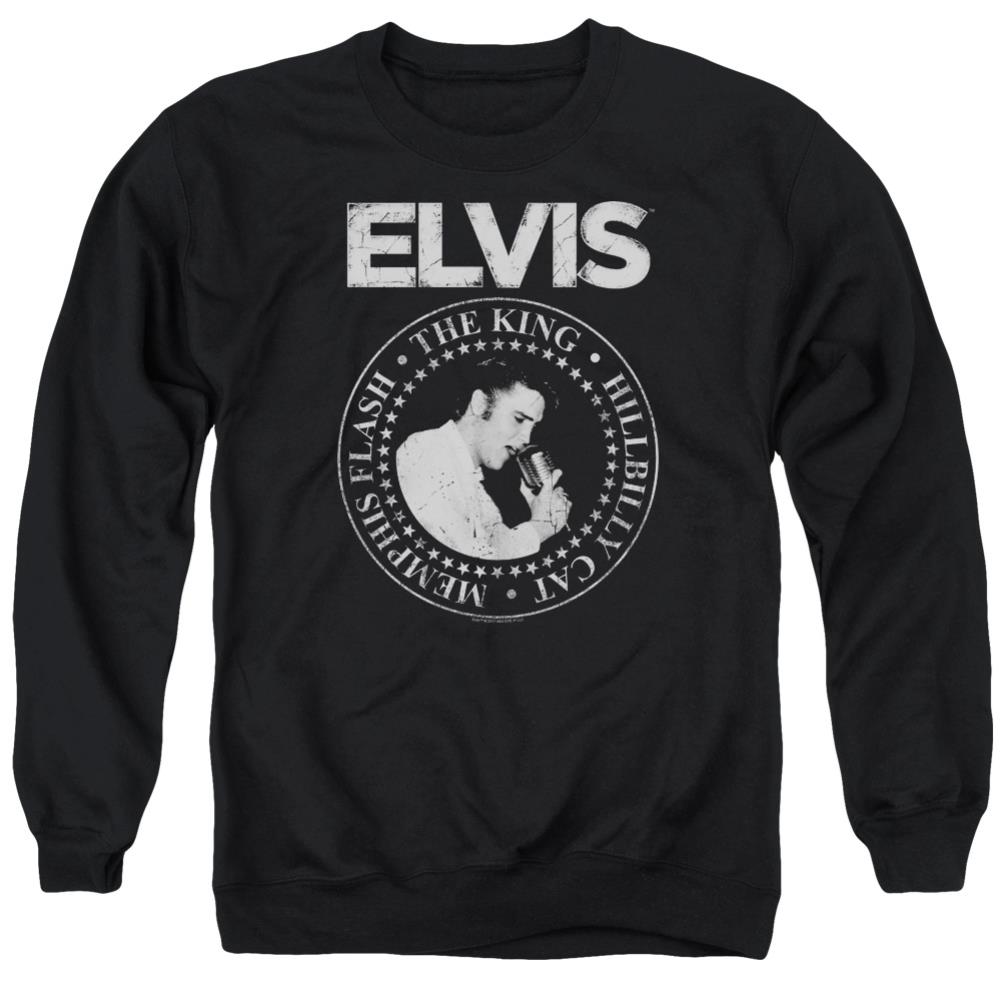 Elvis Presley Rock King Men's Crewneck 50 50 Poly Long-Sleeve T-Shirt