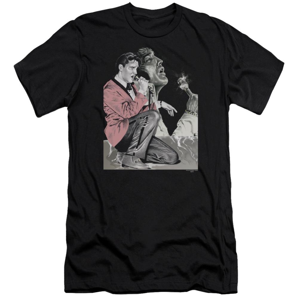 Elvis Presley Rock N Roll Smoke Men's Ultra-Soft 30/1 Cotton Slim Short-Sleeve T-Shirt