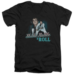 Elvis Presley Shake Rattle & Roll Men's 30/1 Cotton Slim V-Neck T-Shirt