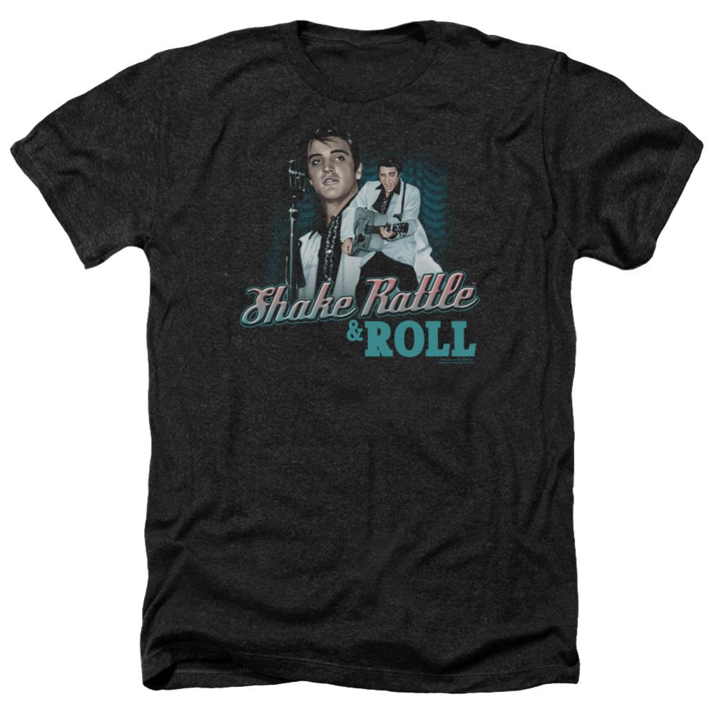 Elvis Presley Shake Rattle & Roll Men's 30/1 Heather 60 40 Poly Short-Sleeve T-Shirt