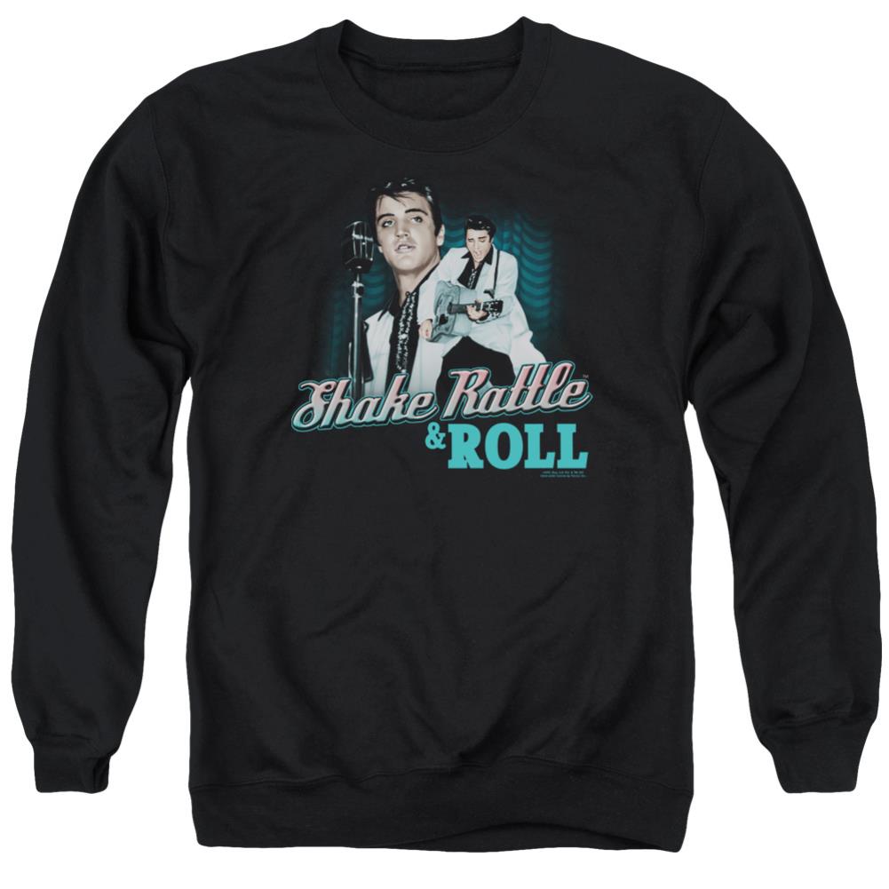 Elvis Presley Shake Rattle & Roll Men's Crewneck 50 50 Poly Long-Sleeve T-Shirt