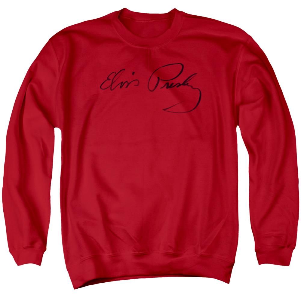 Elvis Presley Signature Sketch Men's Crewneck 50 50 Poly Long-Sleeve T-Shirt