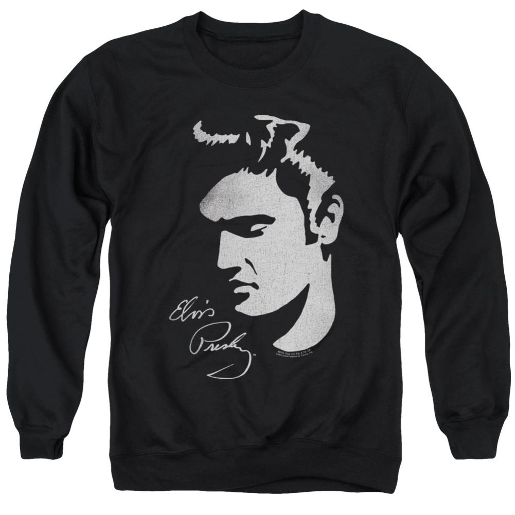 Elvis Presley Simple Face Men's Crewneck 50 50 Poly Long-Sleeve T-Shirt