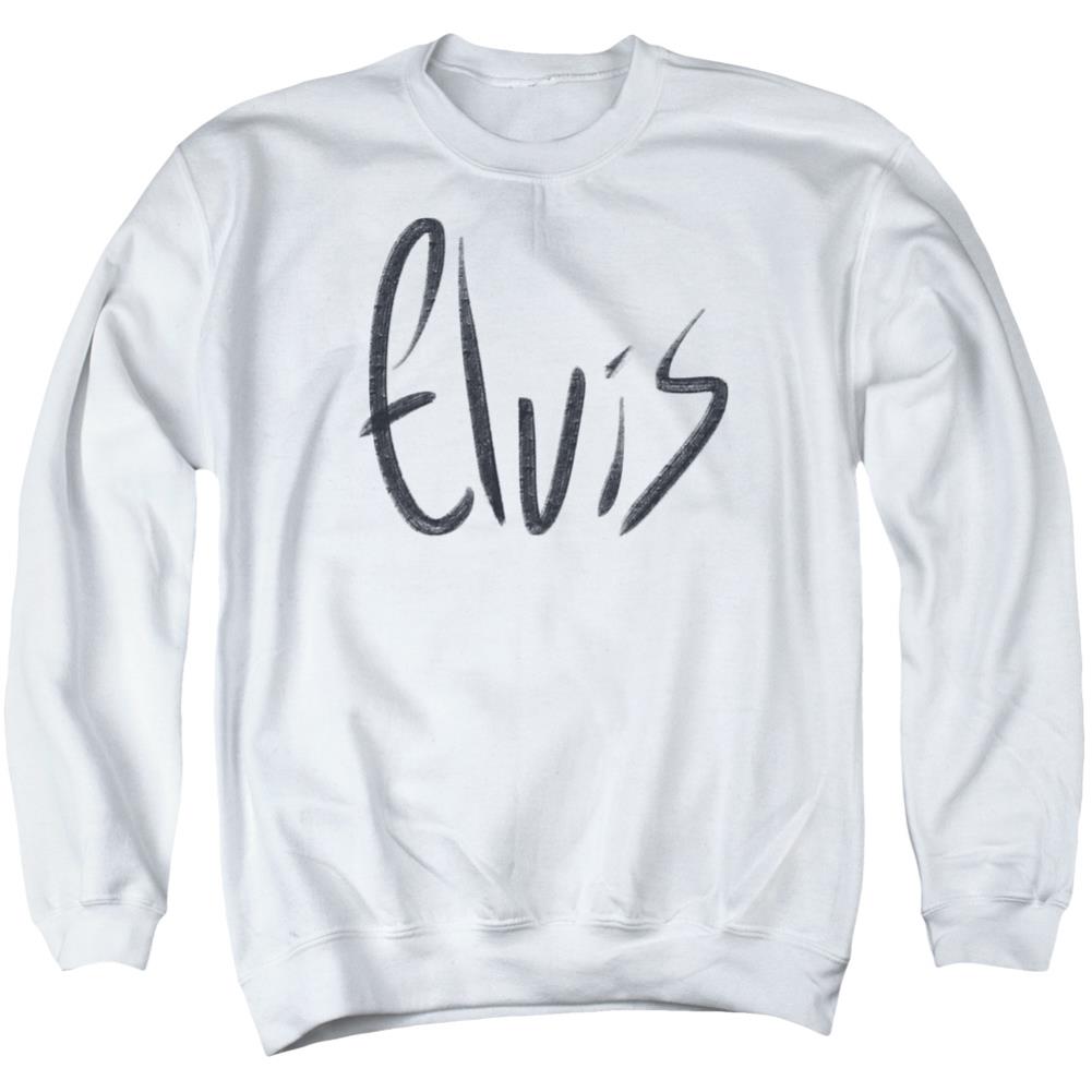 Elvis Presley Sketchy Name Men's Crewneck 50 50 Poly Long-Sleeve T-Shirt