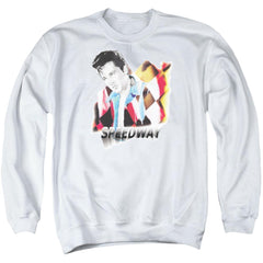 Elvis Presley Speedway Men's Crewneck 50 50 Poly Long-Sleeve T-Shirt