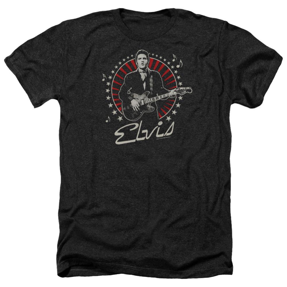 Elvis Presley Stars Men's 30/1 Heather 60 40 Poly Short-Sleeve T-Shirt