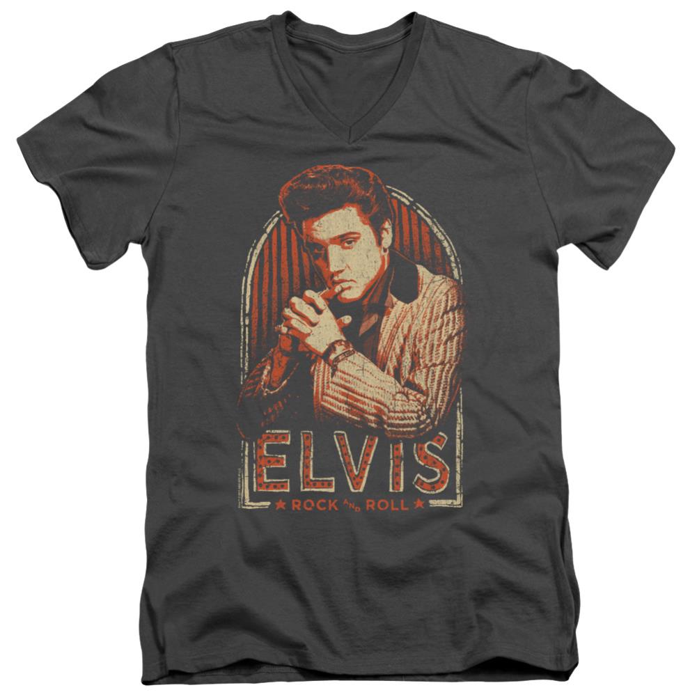 Elvis Presley Stripes Men's 30/1 Cotton Slim V-Neck T-Shirt
