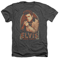 Elvis Presley Stripes Men's 30/1 Heather 60 40 Poly Short-Sleeve T-Shirt