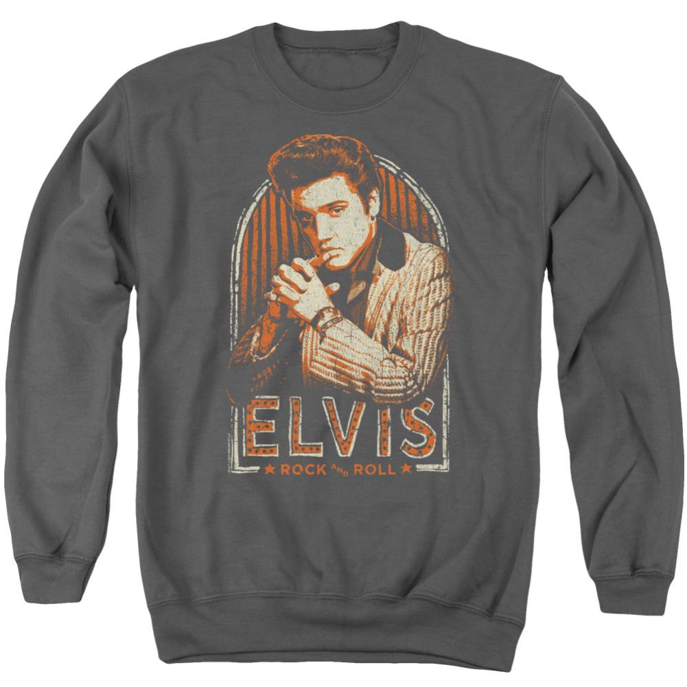 Elvis Presley Stripes Men's Crewneck 50 50 Poly Long-Sleeve T-Shirt