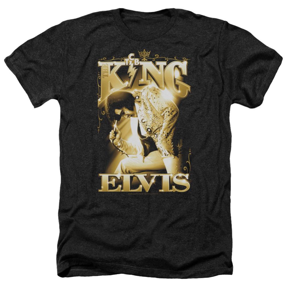 Elvis Presley The King Men's 30/1 Heather 60 40 Poly Short-Sleeve T-Shirt