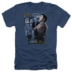 Elvis Presley Tupelo Men's 30/1 Heather 60 40 Poly Short-Sleeve T-Shirt