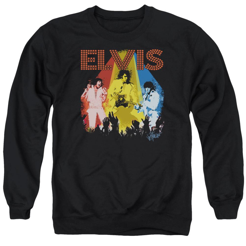 Elvis Presley Vegas Remembered Men's Crewneck 50 50 Poly Long-Sleeve T-Shirt