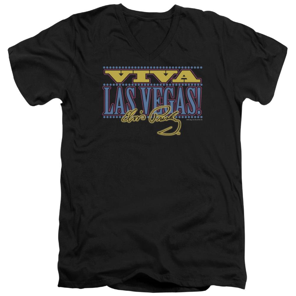 Elvis Presley Viva Las Vegas Men's 30/1 Cotton Slim V-Neck T-Shirt