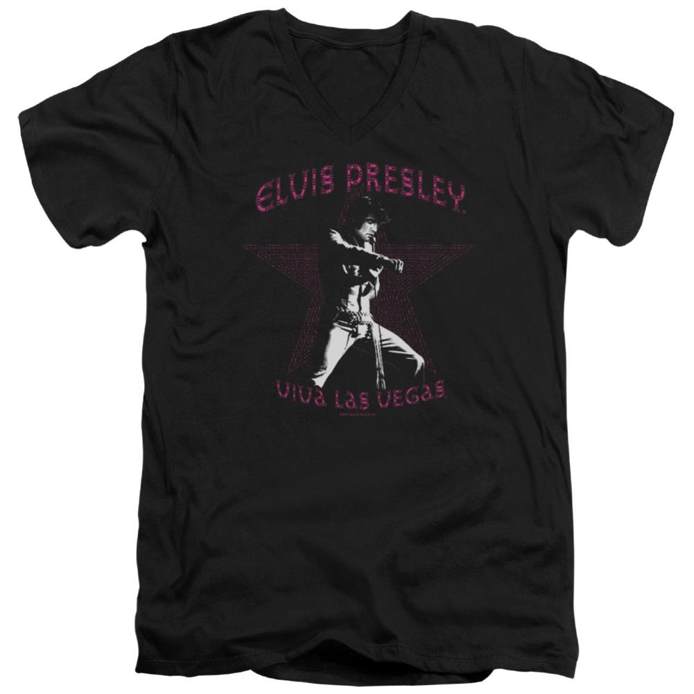 Elvis Presley Viva Las Vegas Star Men's 30/1 Cotton Slim V-Neck T-Shirt