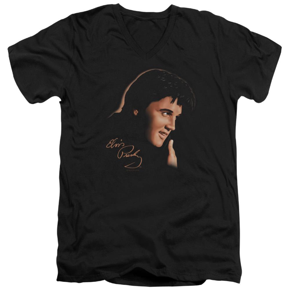 Elvis Presley Warm Portrait Men's 30/1 Cotton Slim V-Neck T-Shirt