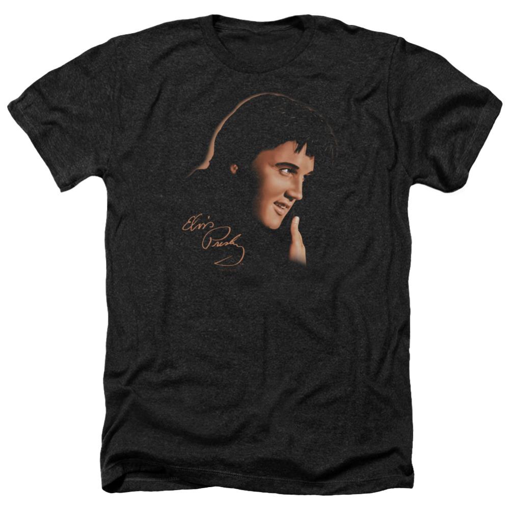 Elvis Presley Warm Portrait Men's 30/1 Heather 60 40 Poly Short-Sleeve T-Shirt