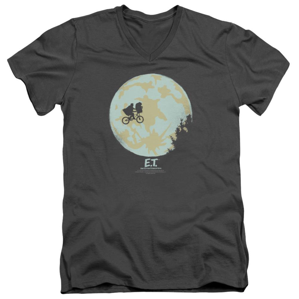 E.T. The Extra-Terrestrial In The Moon Men's 30/1 Cotton Slim V-Neck T-Shirt