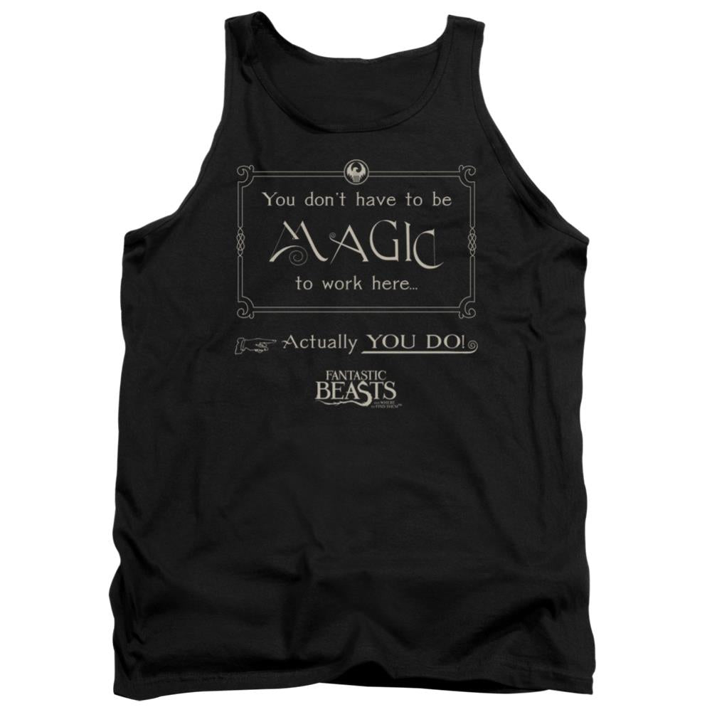 Fantastic Beasts And Where To Find Them Magic To Work Here Men's 18/1 Cotton Tank Top