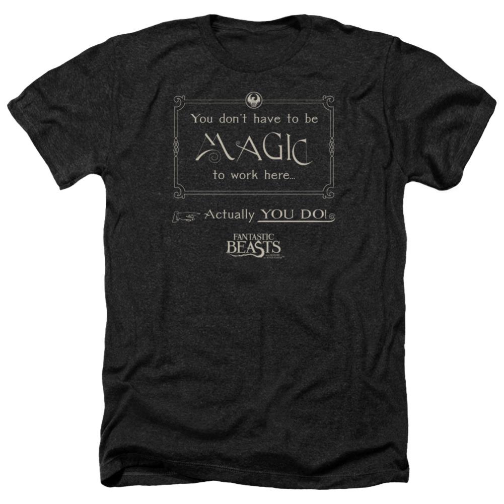 Fantastic Beasts And Where To Find Them Magic To Work Here Men's 30/1 Heather 60 40 Poly Short-Sleeve T-Shirt