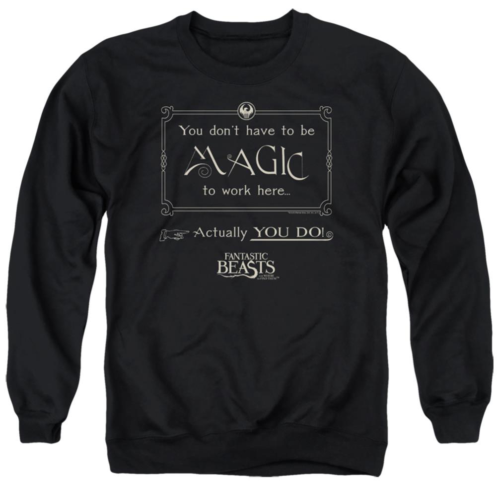 Fantastic Beasts And Where To Find Them Magic To Work Here Men's Crewneck 50 50 Poly Long-Sleeve T-Shirt